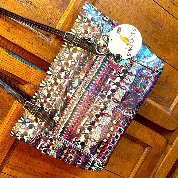 Sakroots🐘NWT⭐️Multicolor Tote Bag BRAND NEW with TAGS!💙Gorgeous colors!💚 - Picture 2 of 14